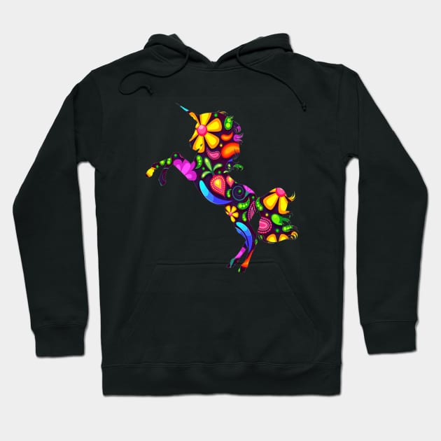 Pretty Flower Unicorn Rainbow design Hoodie by GreenCowLand